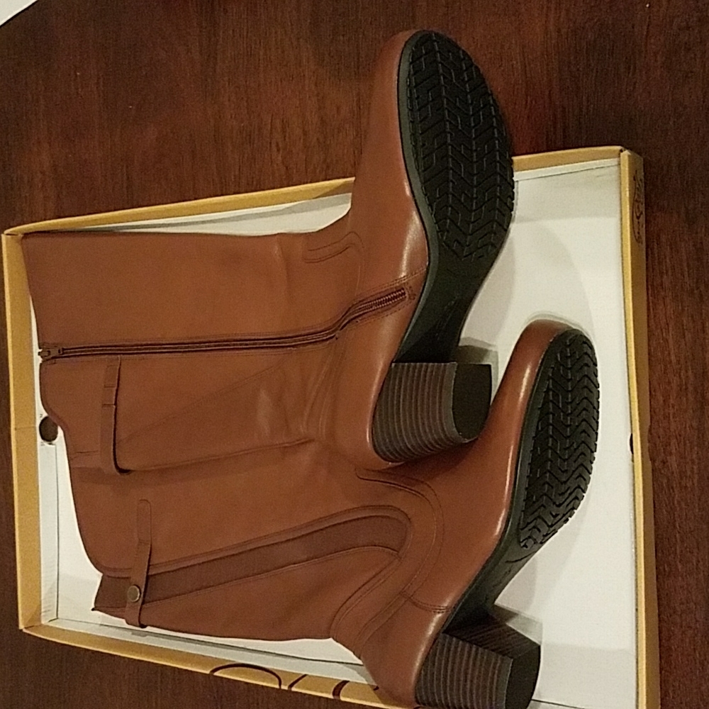 Brown Leather Boots (Fits Wide Calf)